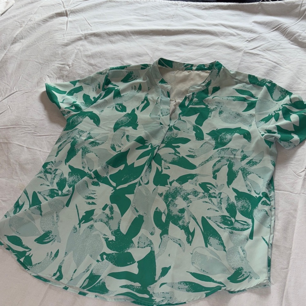 Green Patterned Women's Top